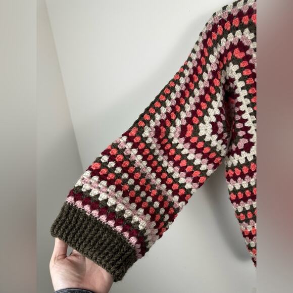 Sems Eyes Crocheted Hand Crafted Cardigan Size Measurements Pictures Bohemian - Picture 2 of 6